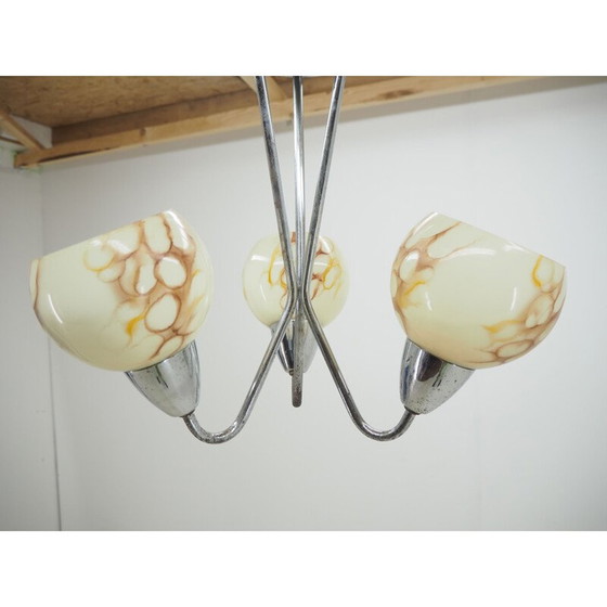 Image 1 of Lustre vintage Art Déco chromé, Tchécoslovaquie 1930