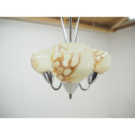 Image 1 of Lustre vintage Art Déco chromé, Tchécoslovaquie 1930