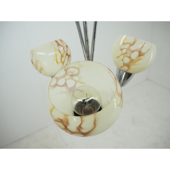 Image 1 of Lustre vintage Art Déco chromé, Tchécoslovaquie 1930