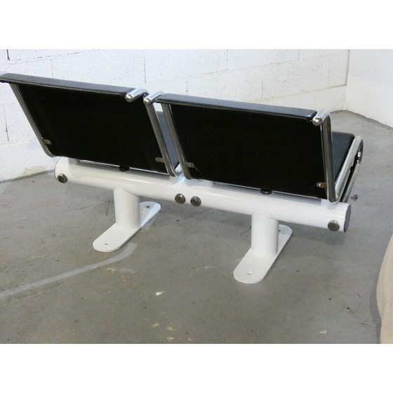 Image 1 of Banc d'aéroport vintage en acier et métal chromé, 1970