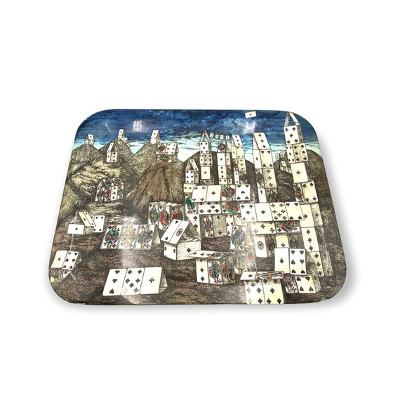Image 1 of Table basse pliante vintage "City of Cards" par Piero Fornasetti, Italie années 1950
