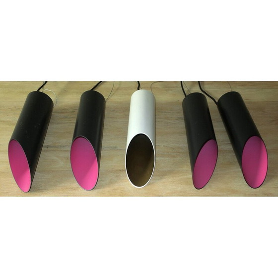 Image 1 of Lot de 5 lampes à suspension cylindrique en métal pour Raak, 1970