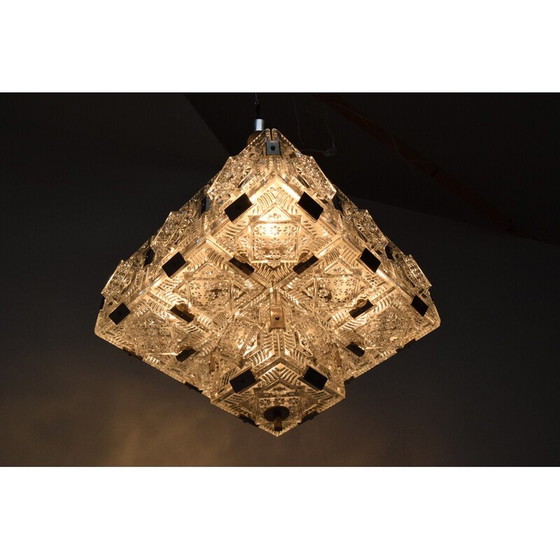Image 1 of Lampe suspendue vintage en verre et métal par Jaroslav Bejvl pour Kamenicky Senov, Tchécoslovaquie 1960