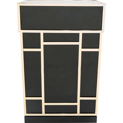 Paire d'éléments de bar vintage en laque noire et laiton par Maison Jansen, 1970