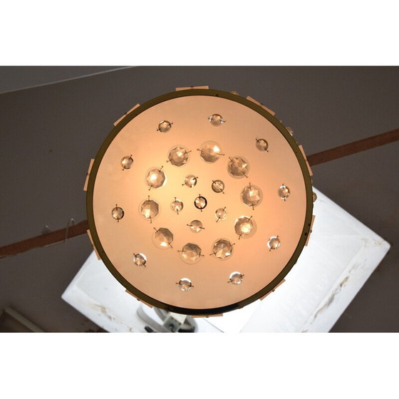 Image 1 of Lampe suspendue vintage en laiton et verre par Jablonecke Sklarny, Tchécoslovaquie 1970