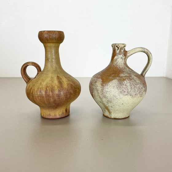 Image 1 of Paire de vases vintage en céramique de lave grasse par Hartwig Heyne, Allemagne, années 1970