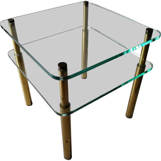 Image 1 of Table d'appoint vintage en verre et laiton 1970