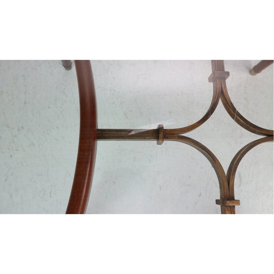 Image 1 of Table basse vintage en laiton et noyer par William Watting pour Fristho, Pays-Bas 1950
