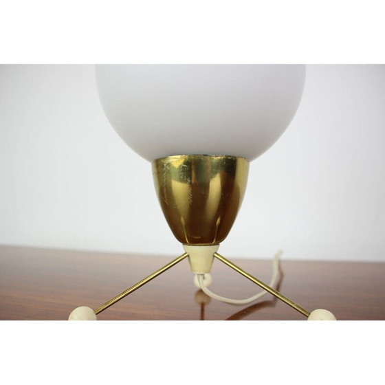 Image 1 of Lampe de table vintage en laiton et plastique, Tchécoslovaquie 1960