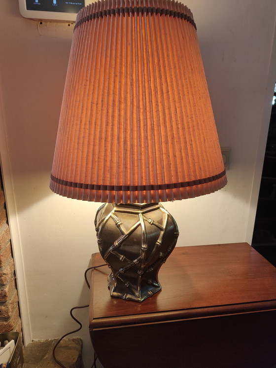 Image 1 of Grande lampe de table vintage en cuivre/laiton