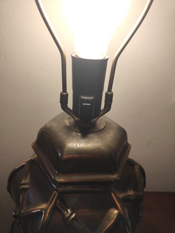 Image 1 of Grande lampe de table vintage en cuivre/laiton