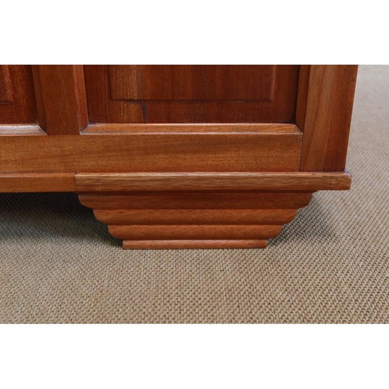 Image 1 of Bureau vintage art déco en acajou massif et cuir, 1940