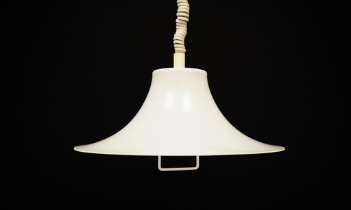 Lampe suspendue blanche, design danois, années 1970, fabricant : Fog & Morup