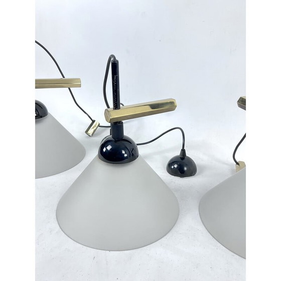 Image 1 of Ensemble de 4 lampes murales vintage en laiton et verre de Murano par Quattrifolio, Italie 1970