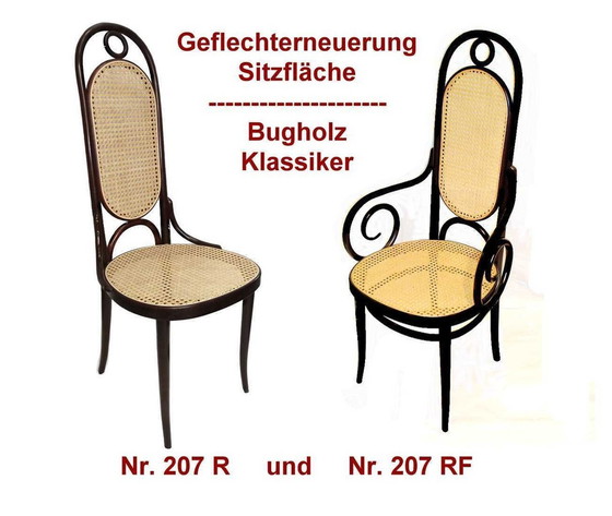 Image 1 of Ensemble de 4 chaises de salle à manger vintage en hêtre courbé dans le style de Thonet, Autriche 1970