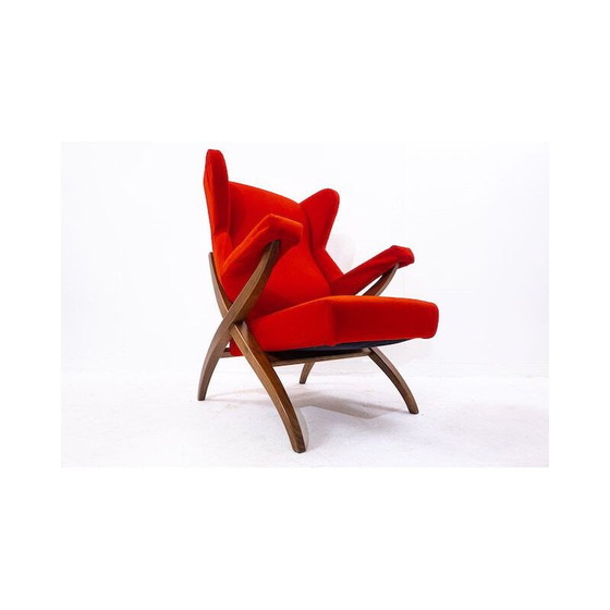 Image 1 of Fauteuil rouge Mid Century Fiorenza par Franco Albini pour Arflex, Italie