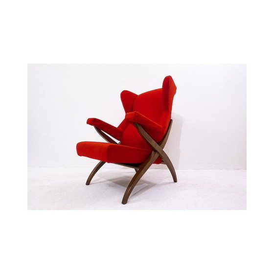 Image 1 of Fauteuil rouge Mid Century Fiorenza par Franco Albini pour Arflex, Italie