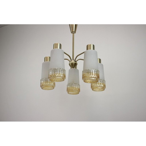 Lustre vintage en métal et verre pour Aka Elektrik, Allemagne 1970