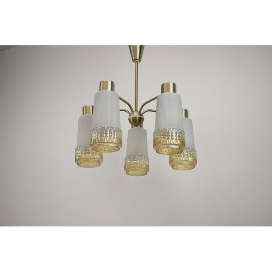 Image 1 of Lustre vintage en métal et verre pour Aka Elektrik, Allemagne 1970