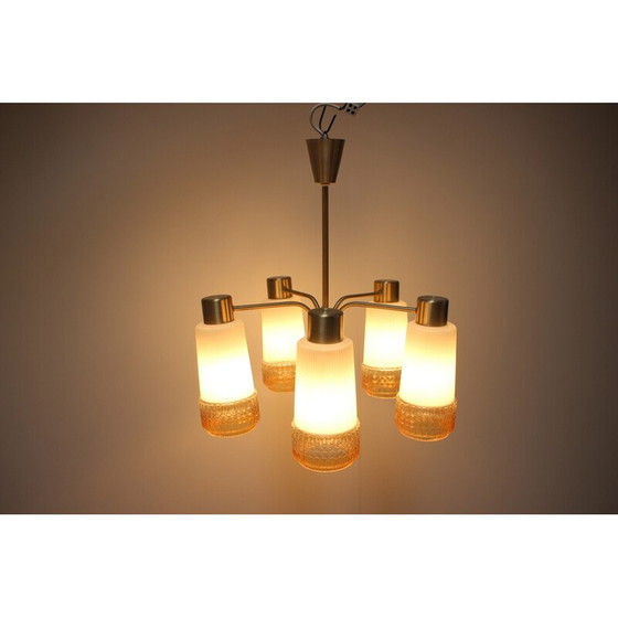 Image 1 of Lustre vintage en métal et verre pour Aka Elektrik, Allemagne 1970