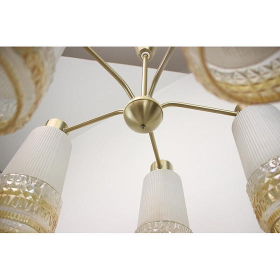 Image 1 of Lustre vintage en métal et verre pour Aka Elektrik, Allemagne 1970