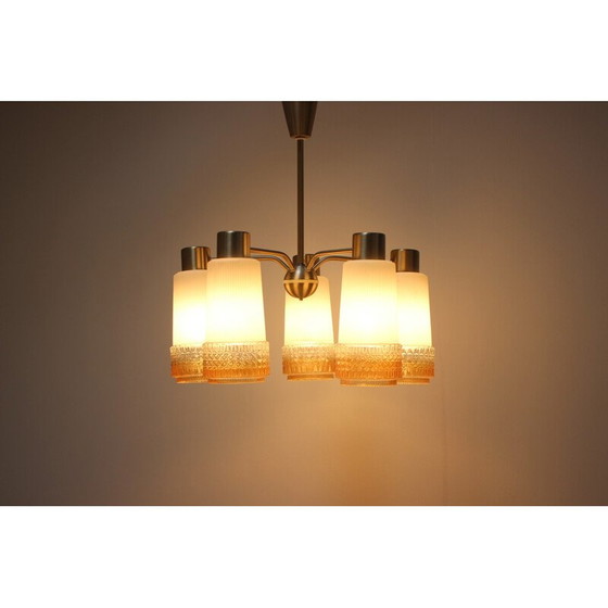 Image 1 of Lustre vintage en métal et verre pour Aka Elektrik, Allemagne 1970