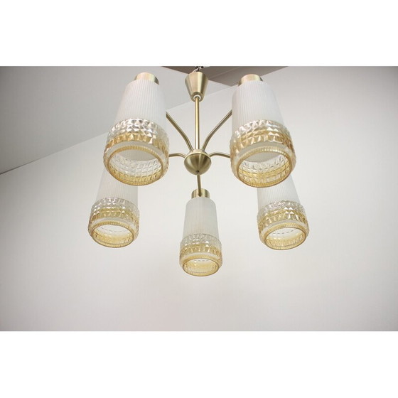 Image 1 of Lustre vintage en métal et verre pour Aka Elektrik, Allemagne 1970