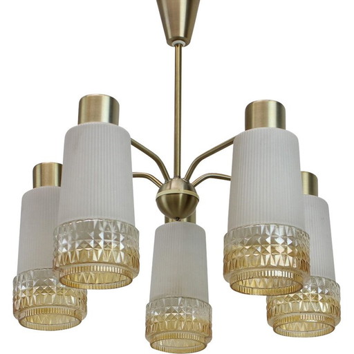 Lustre vintage en métal et verre pour Aka Elektrik, Allemagne 1970