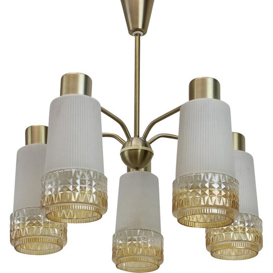 Image 1 of Lustre vintage en métal et verre pour Aka Elektrik, Allemagne 1970