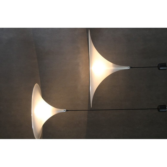 Image 1 of Paire de lampes suspendues "Trumpet" pour Meblo, Italie 1970