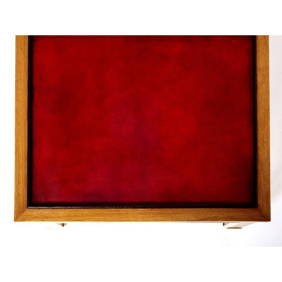 Image 1 of Table basse vintage en chêne, laiton et cuir par Alberto Pinto, 1990