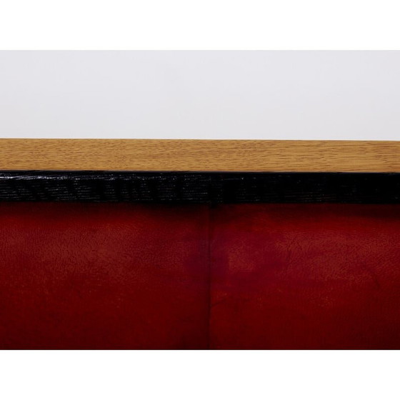 Image 1 of Table basse vintage en chêne, laiton et cuir par Alberto Pinto, 1990