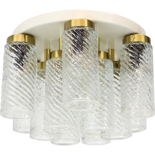 Plafonnier vintage en verre et métal par Napako, Tchécoslovaquie 1970