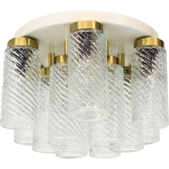 Image 1 of Plafonnier vintage en verre et métal par Napako, Tchécoslovaquie 1970