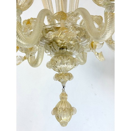 Paire de lustres vintage en verre de Murano, Italie 1950