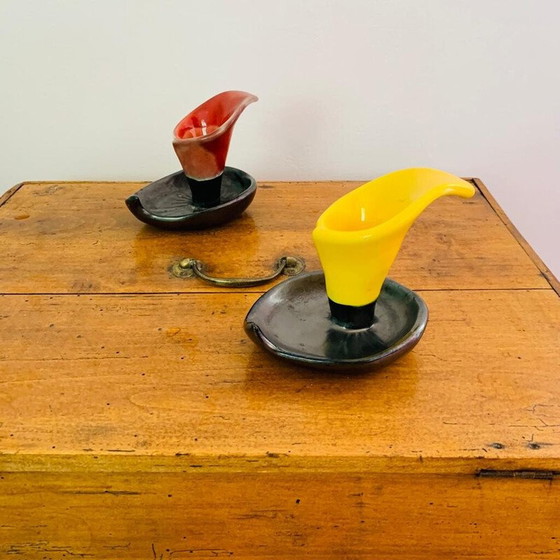 Image 1 of Paire de chandeliers vintage en céramique