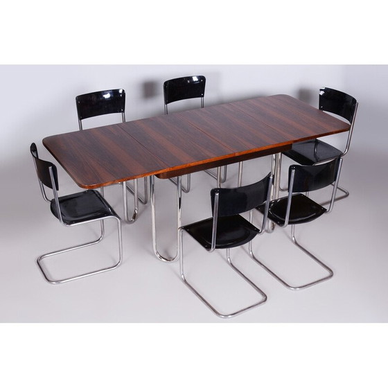 Image 1 of Table de salle à manger pliante Bauhaus tchèque vintage par Robert Slezak, années 1930