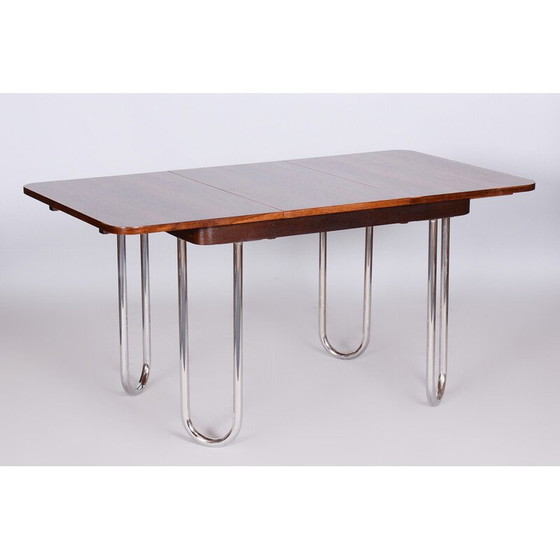Image 1 of Table de salle à manger pliante Bauhaus tchèque vintage par Robert Slezak, années 1930