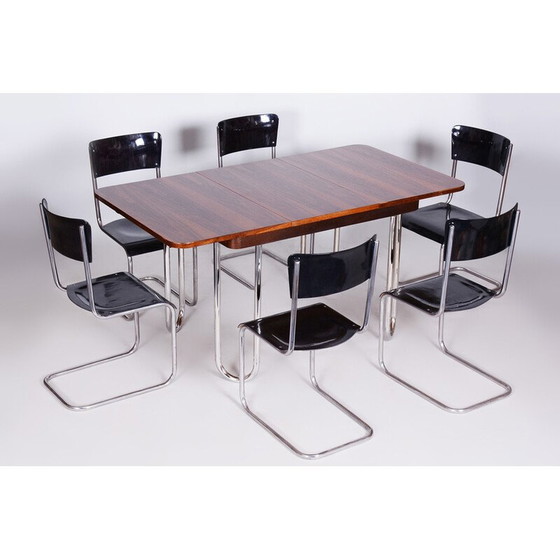 Image 1 of Table de salle à manger pliante Bauhaus tchèque vintage par Robert Slezak, années 1930