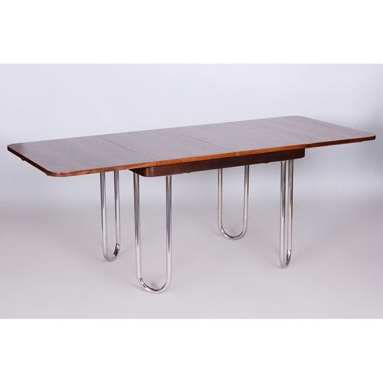 Image 1 of Table de salle à manger pliante Bauhaus tchèque vintage par Robert Slezak, années 1930