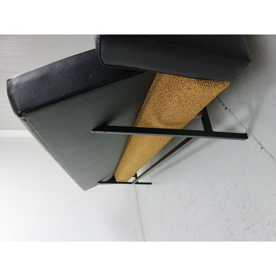 Image 1 of Canapé-lit vintage en tissu noir et faux cuir par Rob Parry pour Gelderland, 1970