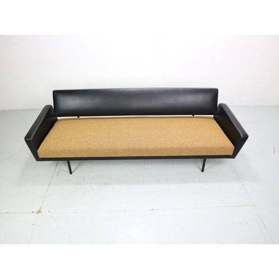 Image 1 of Canapé-lit vintage en tissu noir et faux cuir par Rob Parry pour Gelderland, 1970