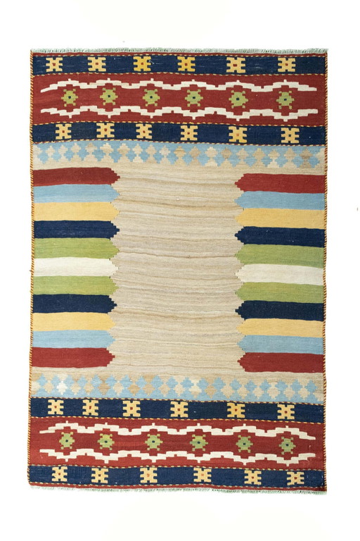 Designer Kilim Fars tissé à la main - 186 X 124 cm - Nouveau