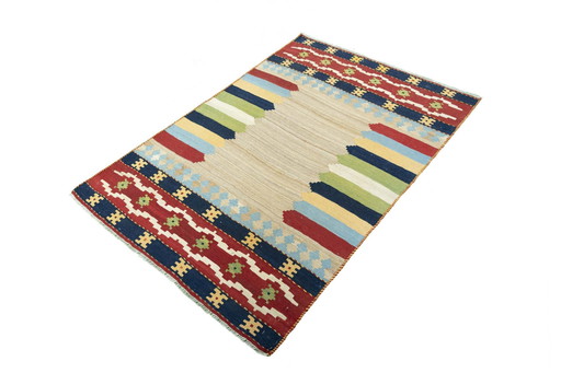 Designer Kilim Fars tissé à la main - 186 X 124 cm - Nouveau