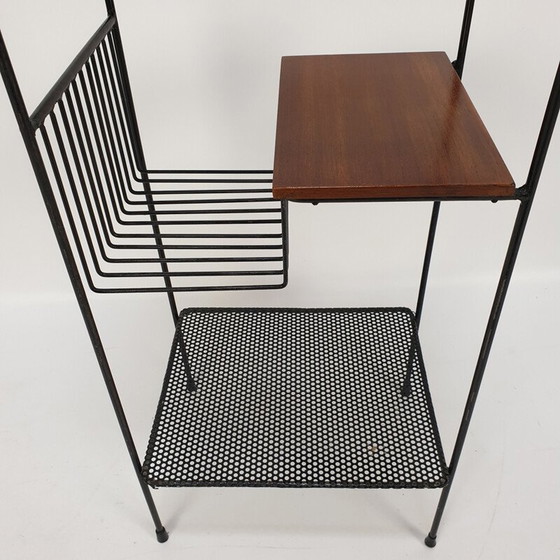 Image 1 of Etagère de rangement vintage en teck et métal, Italie 1950