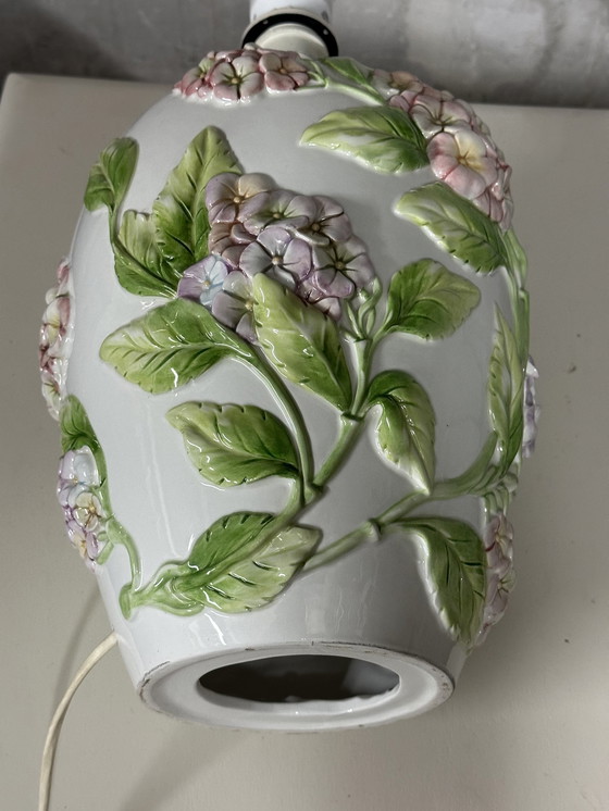 Image 1 of Pied De Lampe Chaumette Model Hortensias- Barbotine H 40 Cm