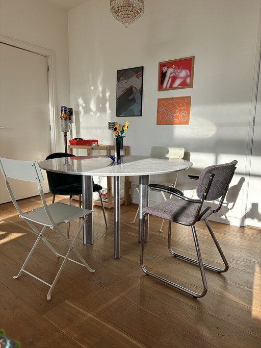 Table de salle à manger ronde en marbre