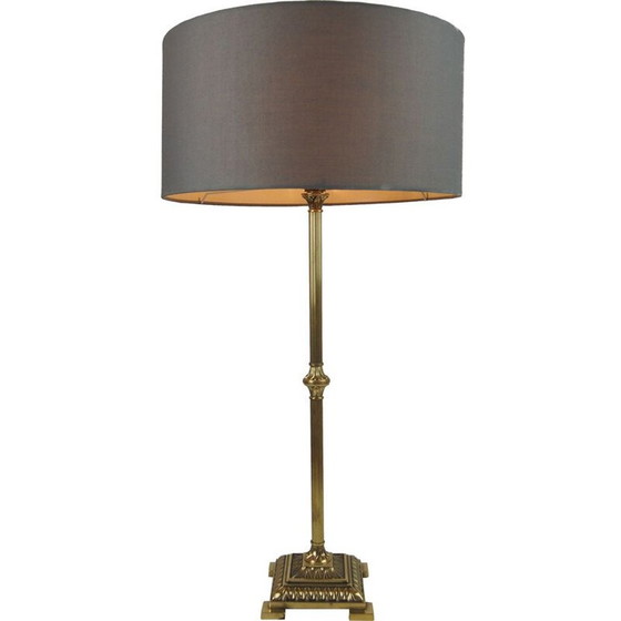 Image 1 of Lampe de table vintage en laiton et bronze doré par Empire Colonne Neo Classique, France 1970
