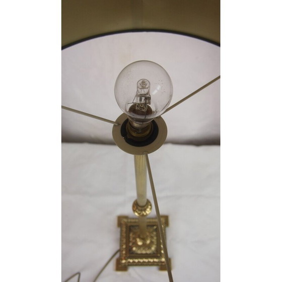 Image 1 of Lampe de table vintage en laiton et bronze doré par Empire Colonne Neo Classique, France 1970