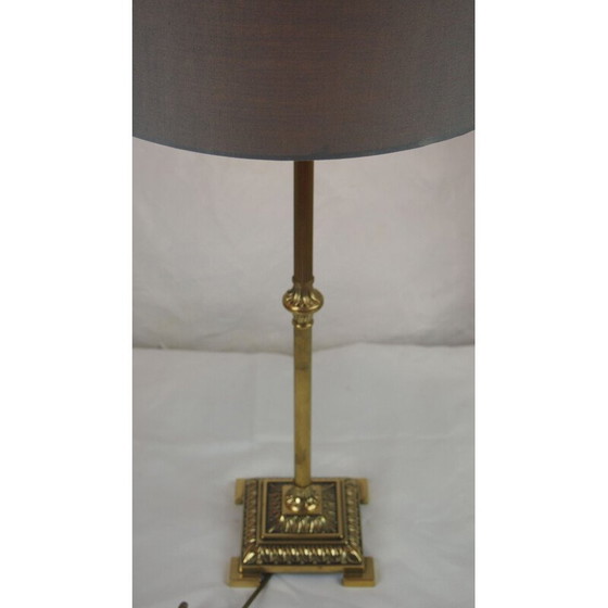 Image 1 of Lampe de table vintage en laiton et bronze doré par Empire Colonne Neo Classique, France 1970